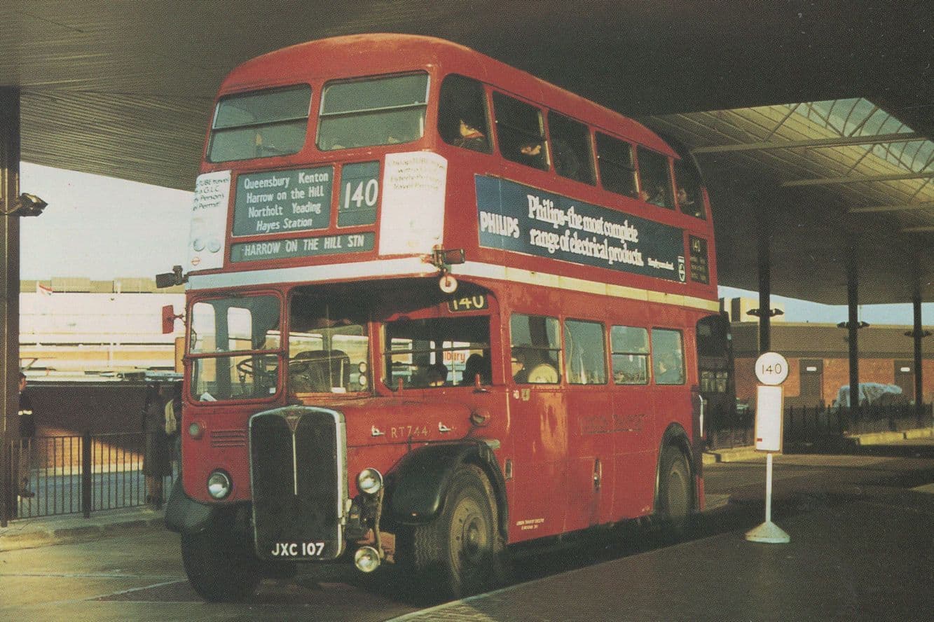 Harrow On The Hill 1970s London Bus At Heathrow Airport Postcard