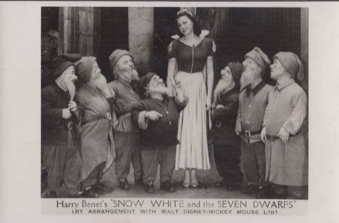 Harry Benet Snow White & The Seven Dwarfes Antique Theatre Show Photo Postcard
