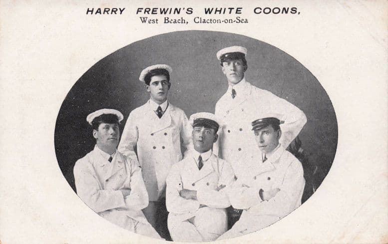 Harry Frewin's White Coons Clacton On Sea Old Entertainers Postcard