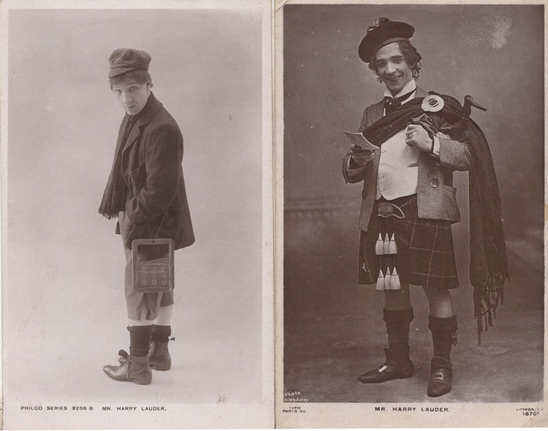 Harry Lauder Old Scottish Theatre Actor Singer 2x RPC Postcard s