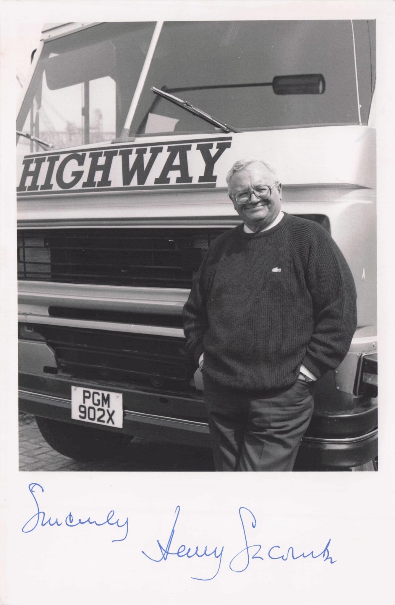 Harry Secombe with Highway Touring Lorry Large Hand Signed Photo