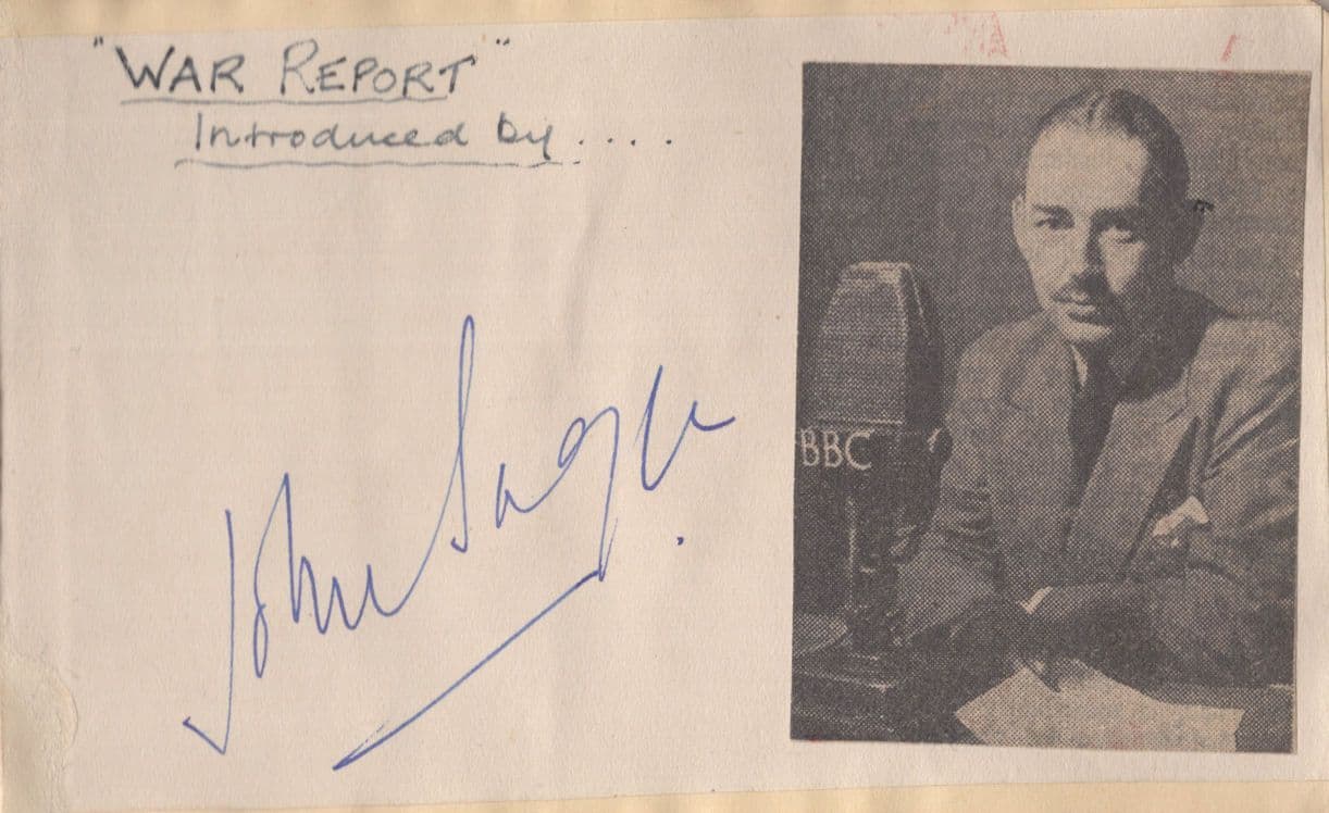 Harry Wragg 1942 WW2 Horse Jockey John Snagge Hand Signed Autograph