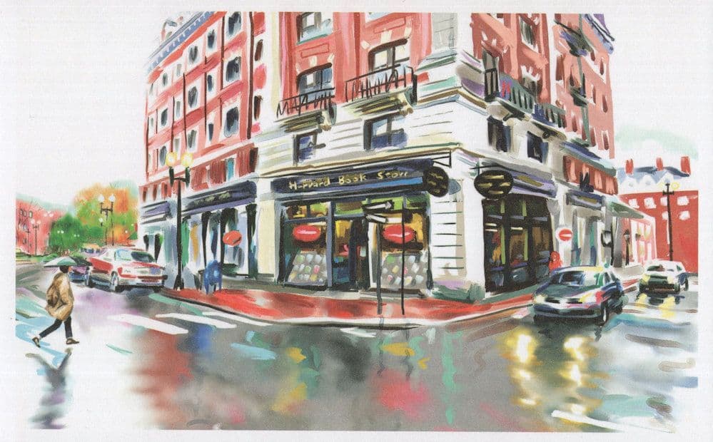 Harvard Book Store Cambridge Massachusetts Shop Oil Painting Postcard