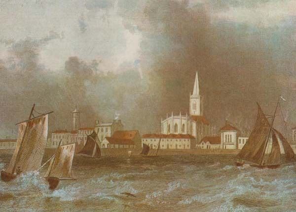 Harwich From The Sea Storm Disaster Essex Painting Postcard