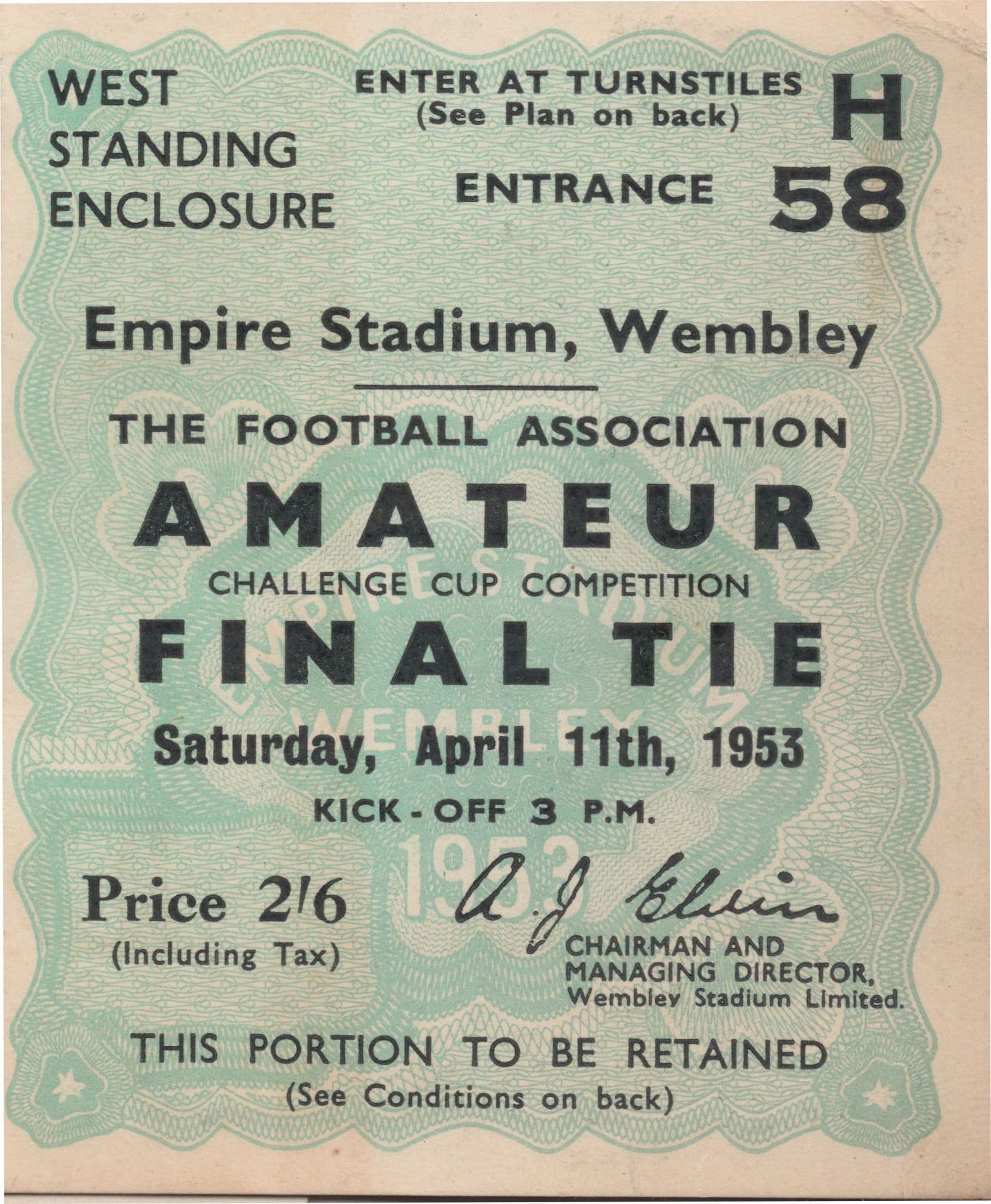 Harwich & Parkeston Football 1953 FA Cup Final Programme Ticket 3x Bundle