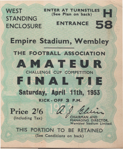 Harwich & Parkeston Football 1953 FA Cup Final Programme Ticket 3x Bundle