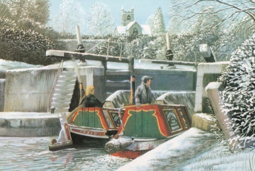 Hatton Locks in Winter Ice Disaster Weather Warwickshire Postcard