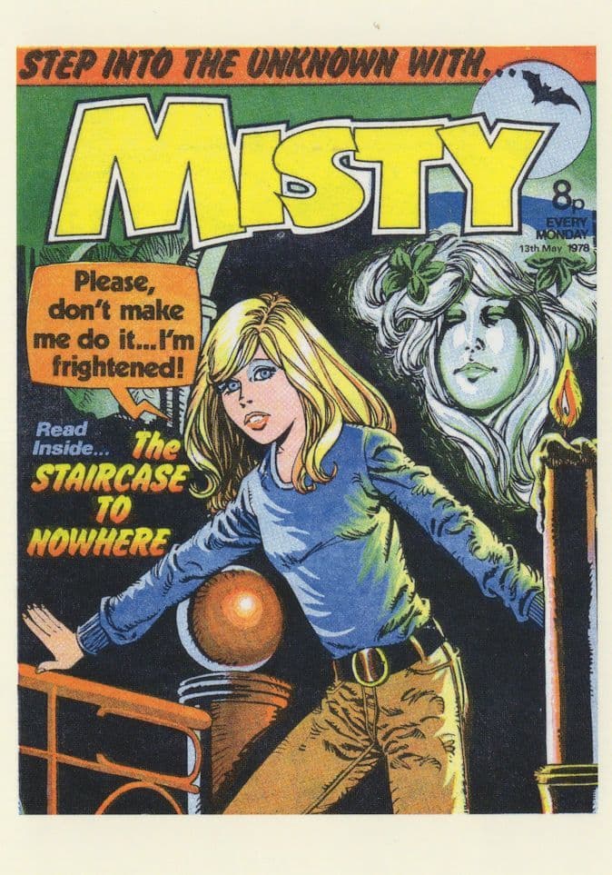 Haunted House Staircase To Hell Girls Ghost Misty Comic Book Postcard