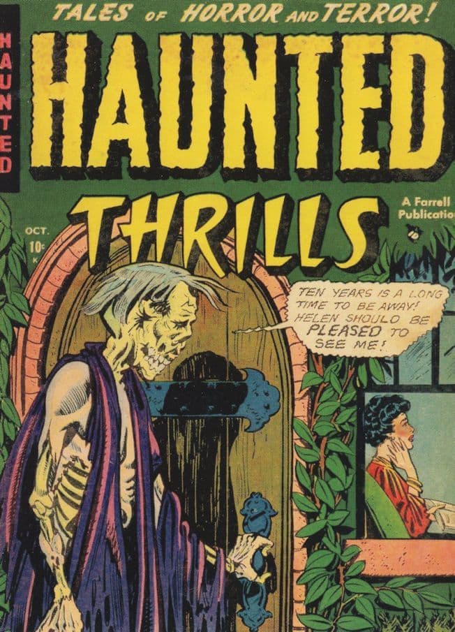 Haunted Thrills 1950s Dead Husband Comes Alive Zombie Comic Postcard