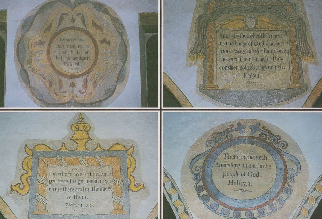 Hawkshead Parish Church Cumbria Antique Wall Paintings Postcard