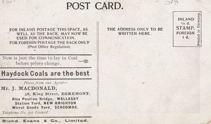 Haydock Coal in Castle Egremont Wallasey Brighton Seacombe Advertising Postcard