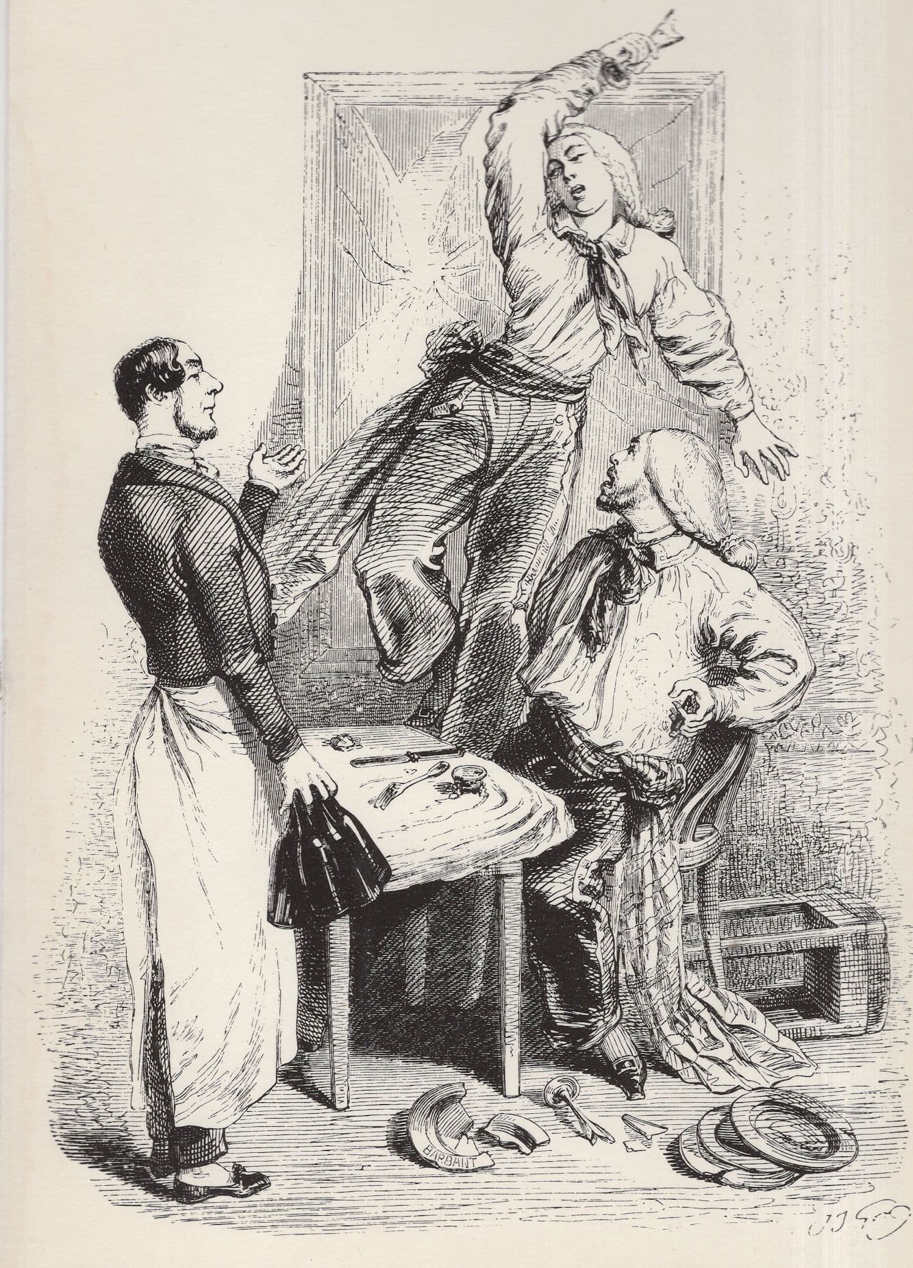 He Who Breaks The Glass  JJ Grandville Victorian French Illustrator Art Postcard