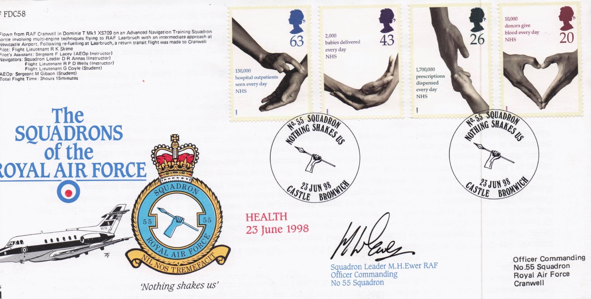 Health 1998 Military Squadrons Of The Royal Air Force Hand Signed FDC