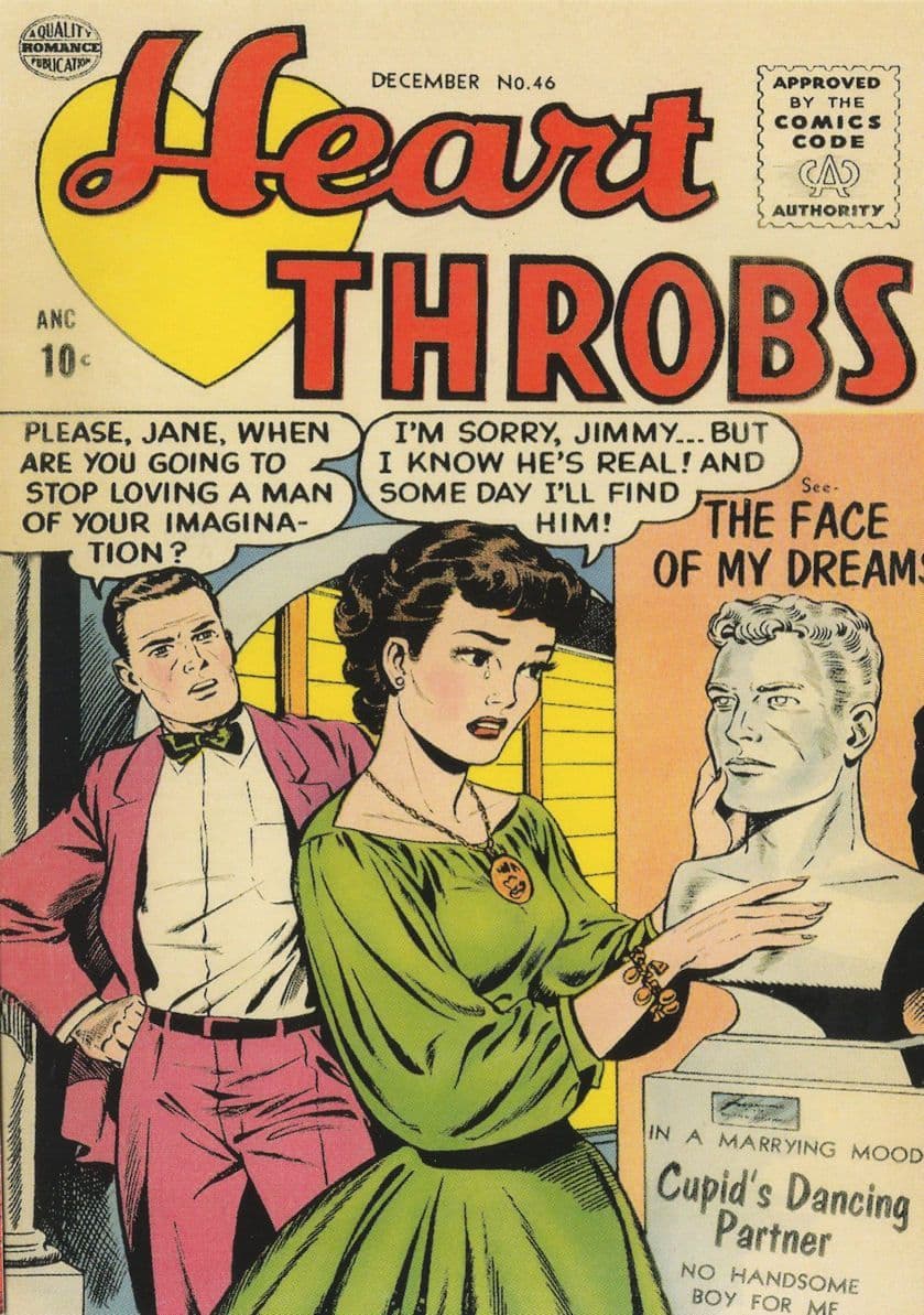 Heart Throbs 1950s Love Comic Book Cupids Statue Postcard
