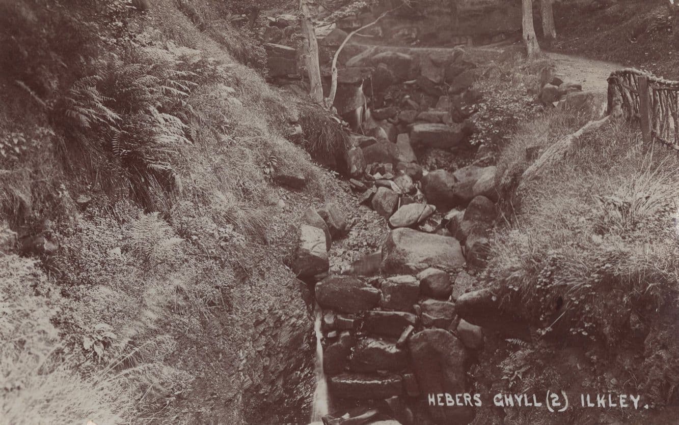 Heber's Chill Ilkley Yorkshire Real Photo Old Waterfall Postcard