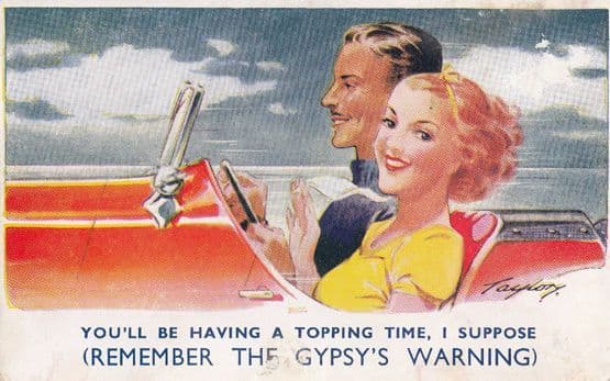 Heed The Romany Gipsy Gipsys Pagan Warning Sports Car Romance Antique Postcard