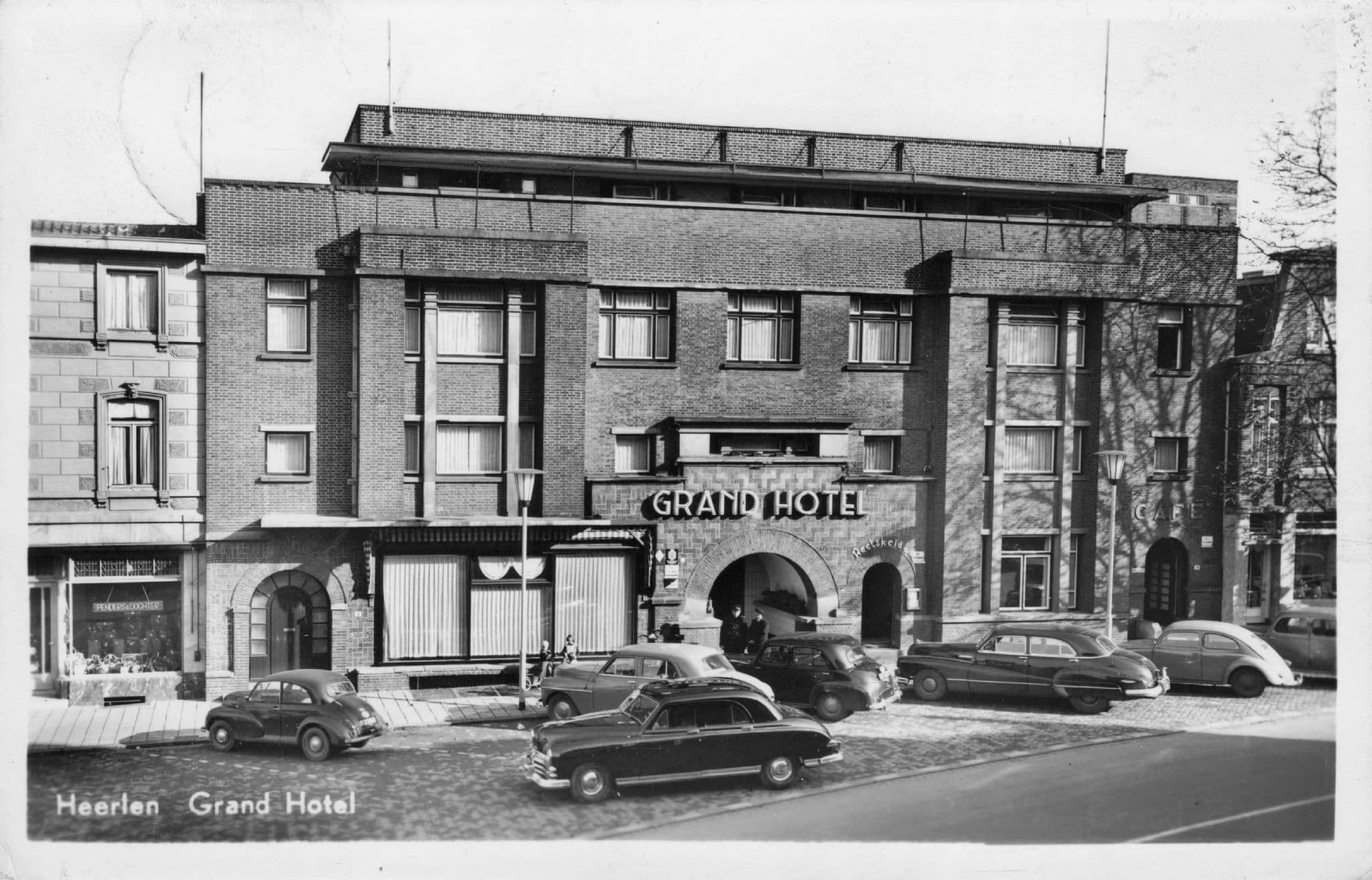 Heerlen Grand Hotel Holland Car Park Real Photo 1960s Postcard