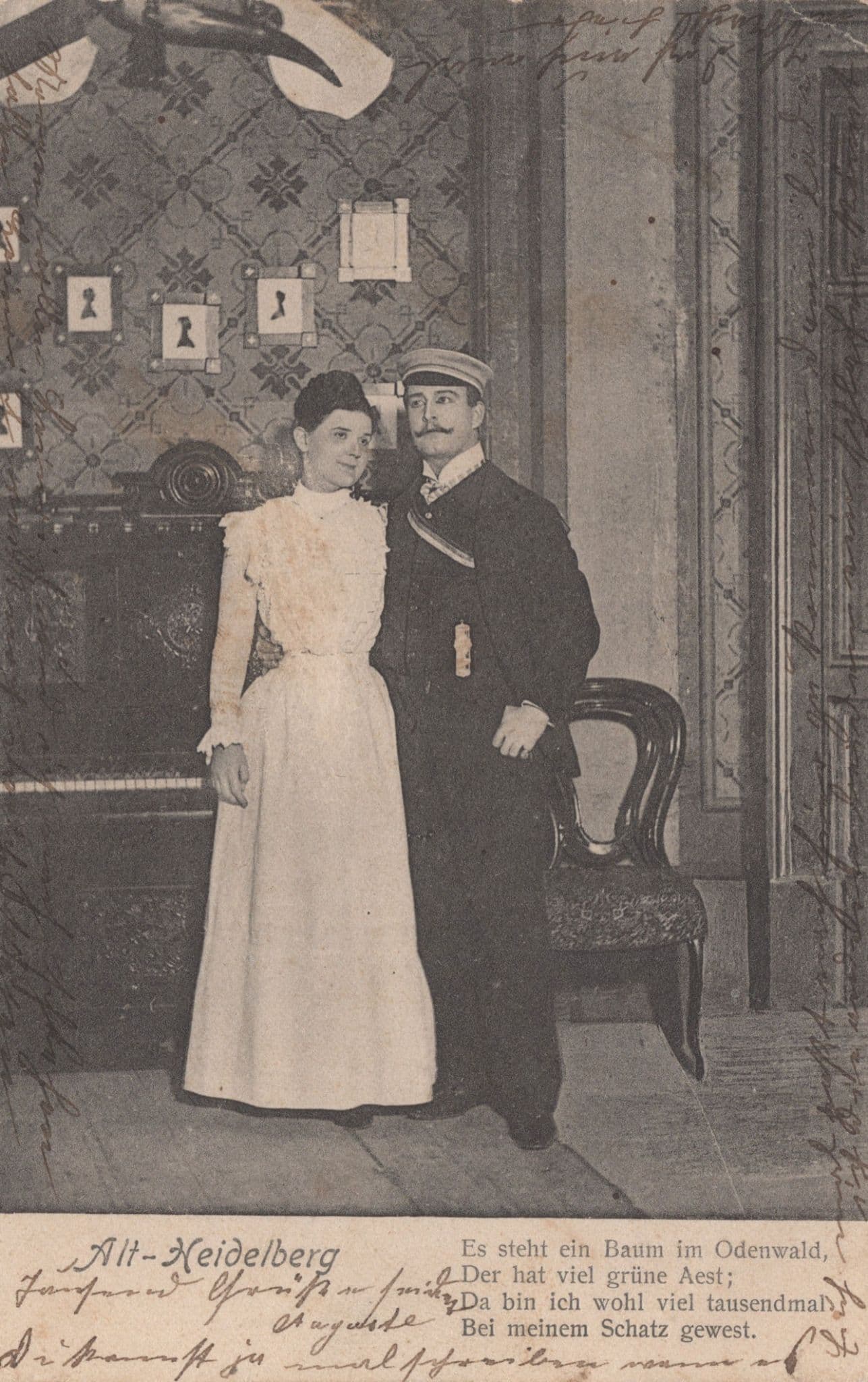 Heidelberg German Sea Cadet Military Wedding Piano Postcard