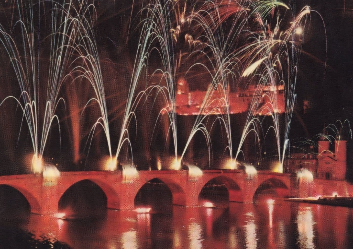 Heidelberg Germany Fireworks Display Postcard