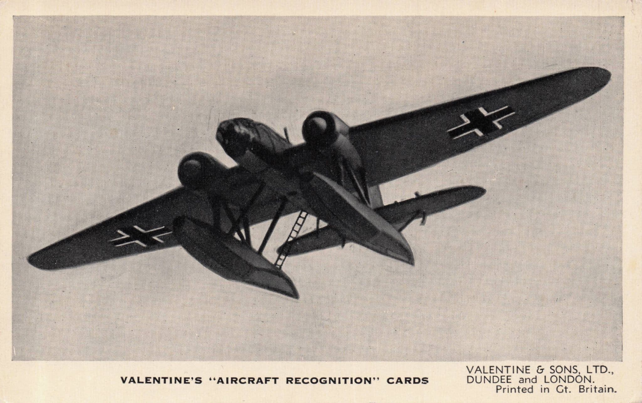 Heinkel HE 115K2 Valentines Aircraft Recognition Card Postcard
