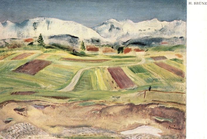 Heinrich Brune Oberbayerische Landschaft German Old Painting Postcard