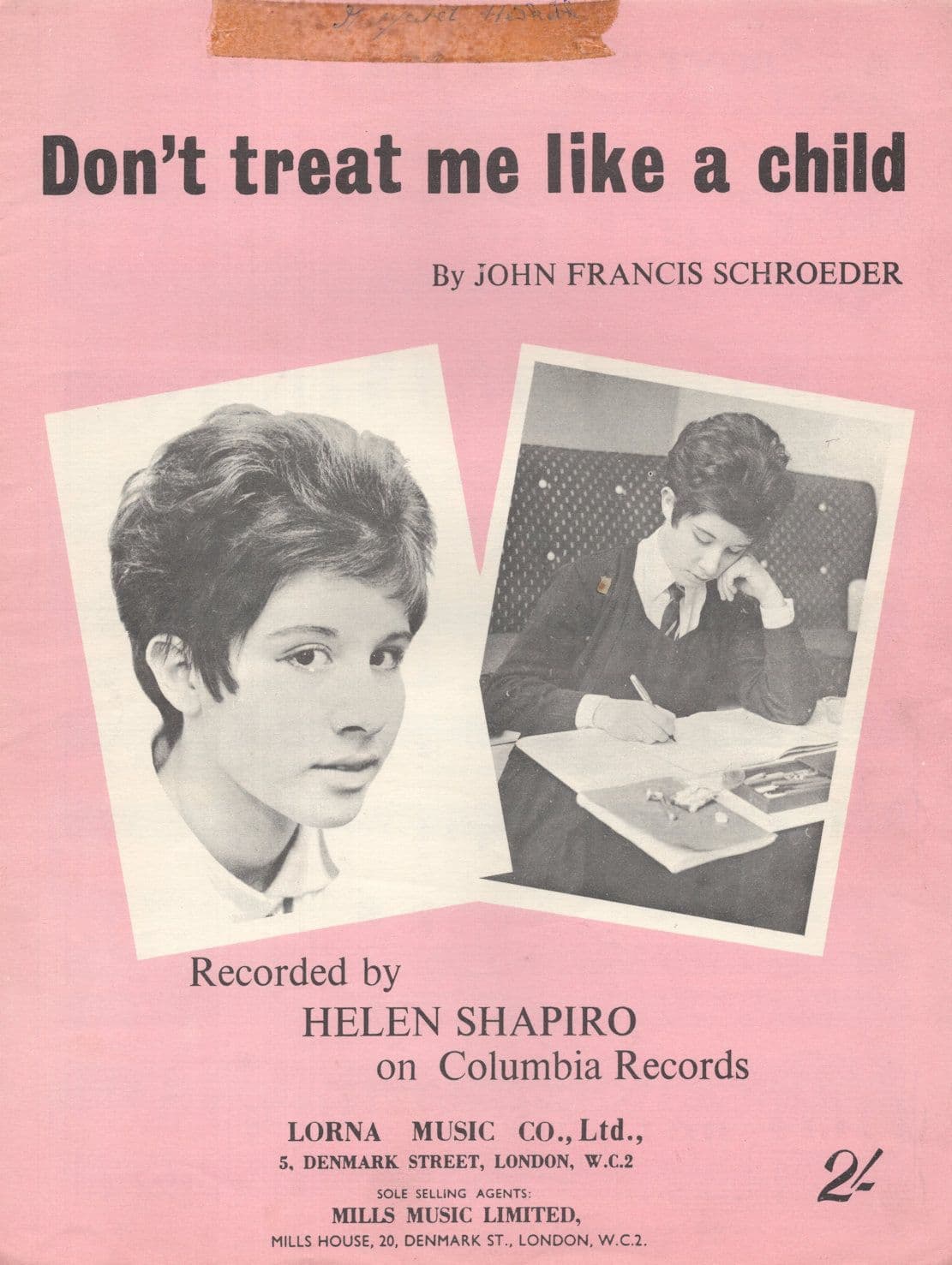 Helen Shapiro Don't Treat Me Like A Child Sheet Music