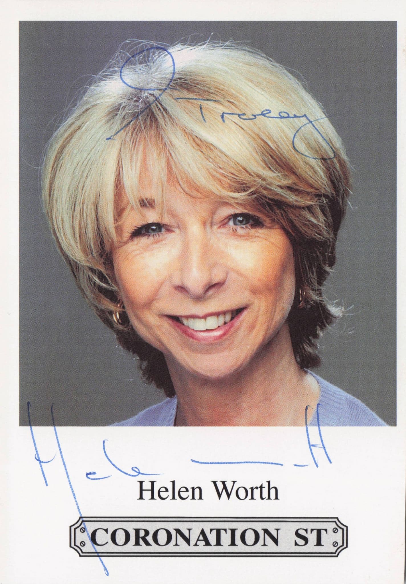 Helen Worth Coronation Street Hand Signed Cast Card Photo (1)