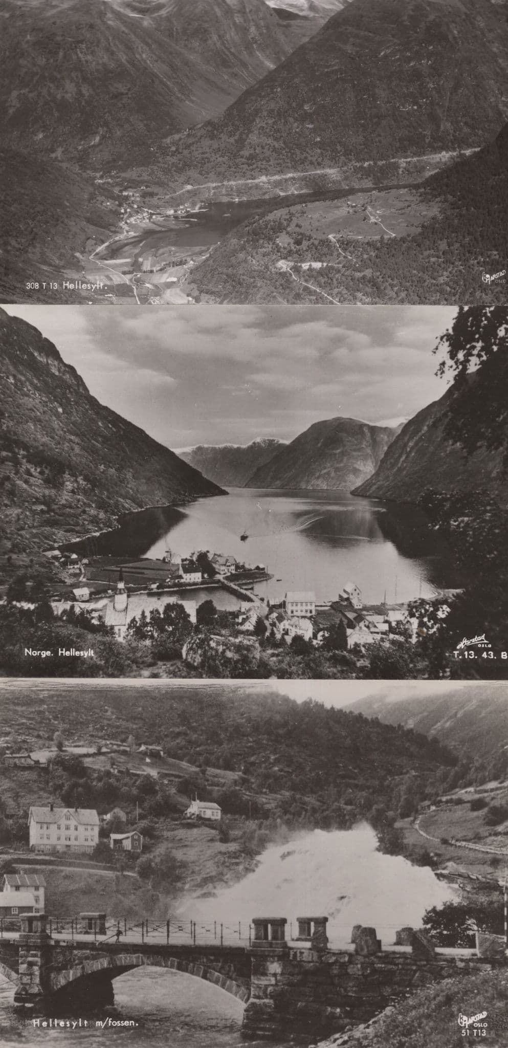 Hellesylt Norway 3x Boat Aerial Old Real Photo Postcard s
