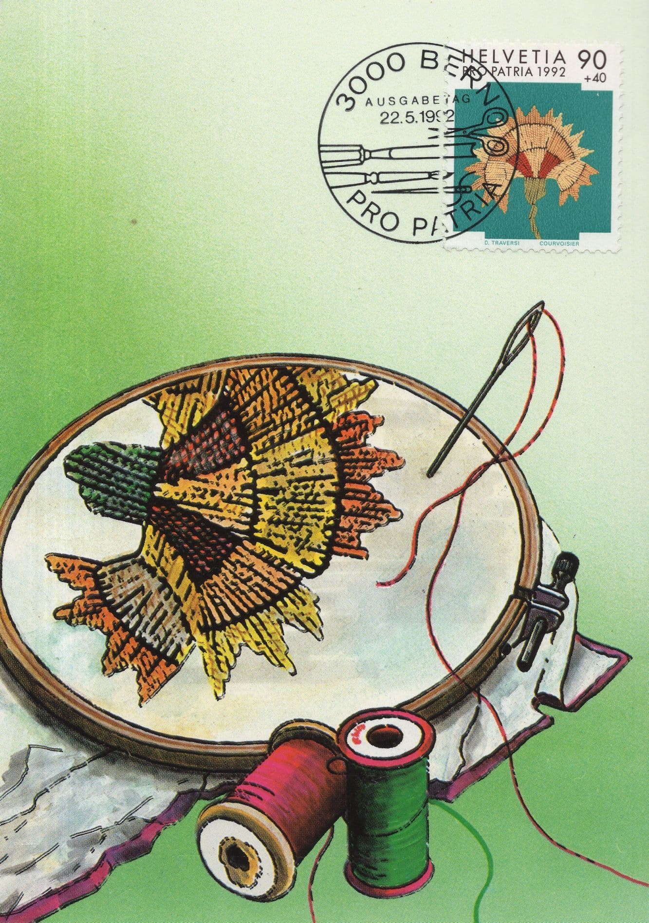 Helvetia Sewing Knitting Cotton First Day Cover Stamp Swiss Postcard