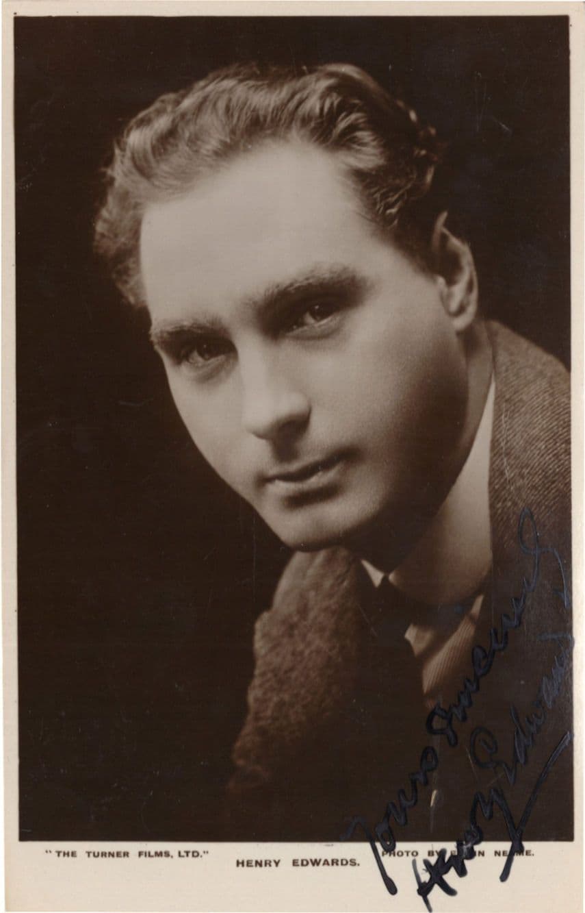 Henry Edwards WW1 Silent Film Star Actor Old Hand Signed Postcard Photo