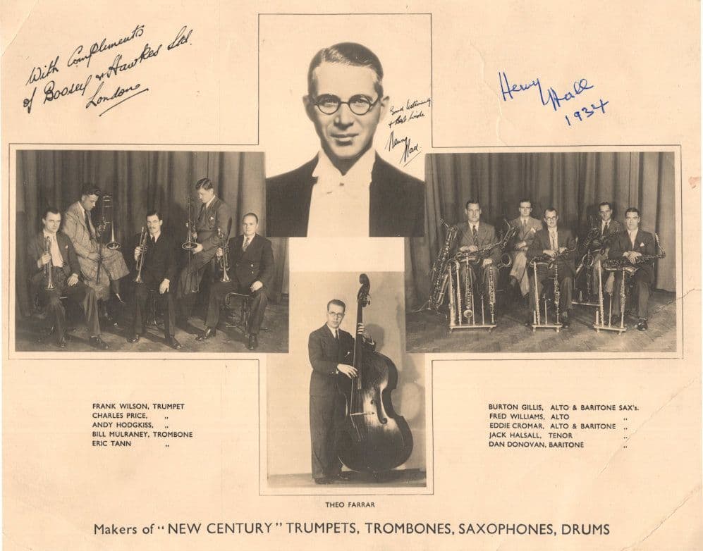 Henry Hall Boosey & Hawkes Antique Card 10x8 Hand Signed Autograph