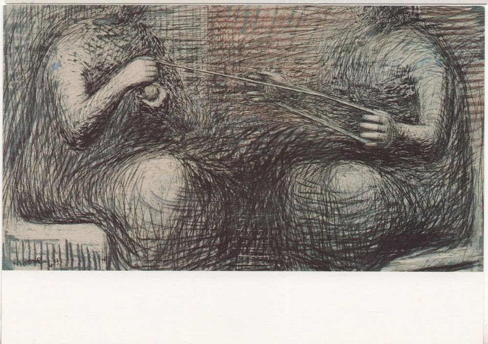 Henry Moore Women Winding Wool Painting Postcard