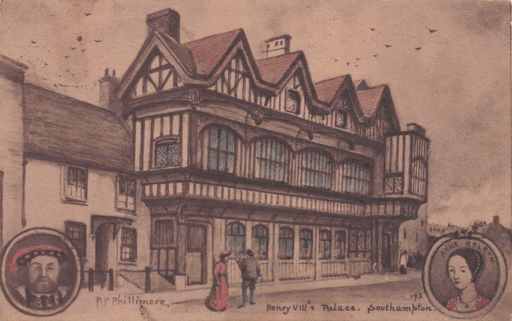 Henry VIII Palace Southampton Anne Boleyn Phillimore Rare Postcard