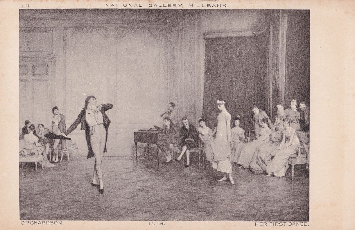 Her First Dance Orchardson Schwerdtfeger Painting Old Postcard