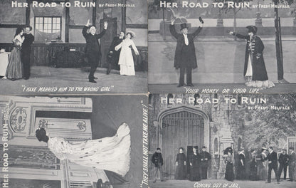 Her Road To Ruin Fred Melville Play 12 Antique Postcard Set