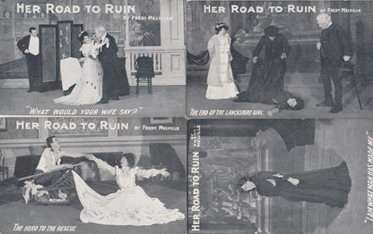 Her Road To Ruin Fred Melville Play 12 Antique Postcard Set