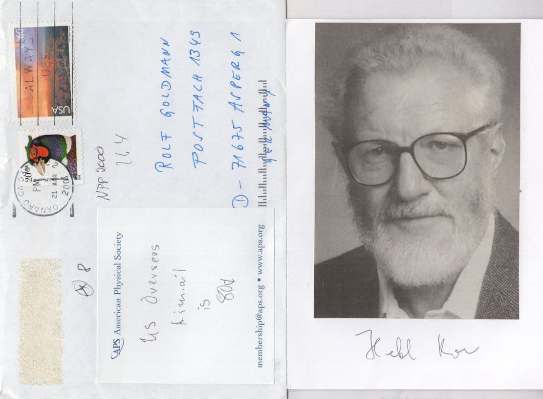 Herbert Kroemer German Physics Nobel Prize Signed Photo COA Envelope