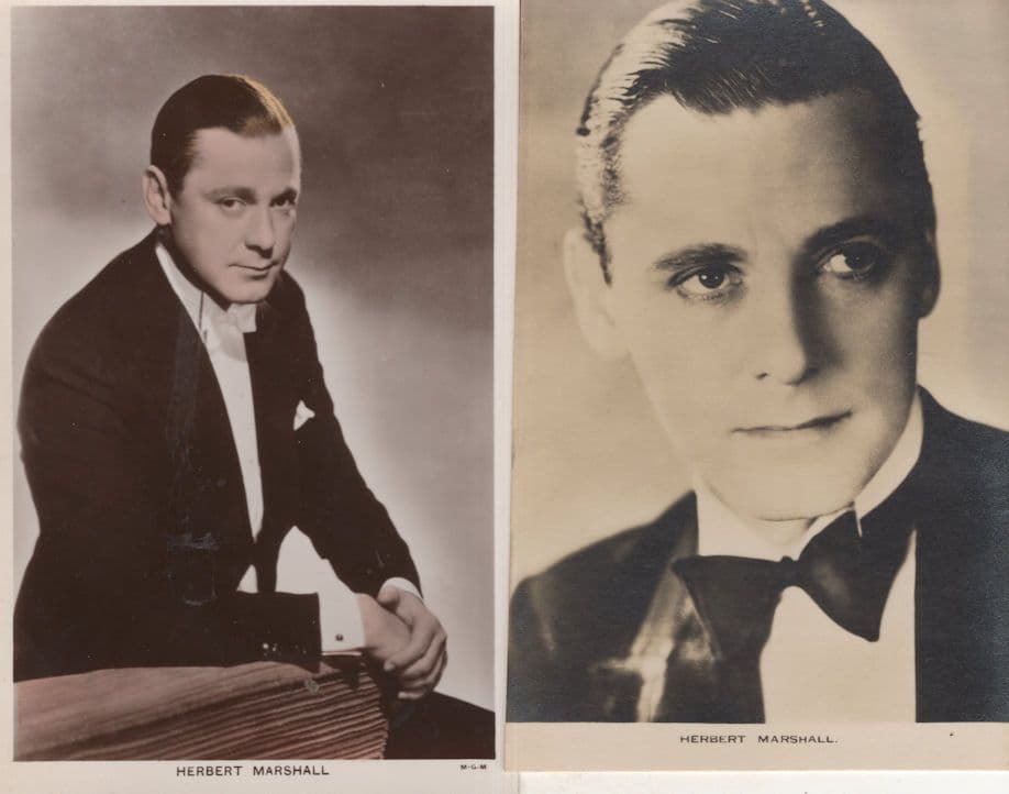 Herbert Marshall Hardcoloured & Film Weekly 2x Photo Postcard