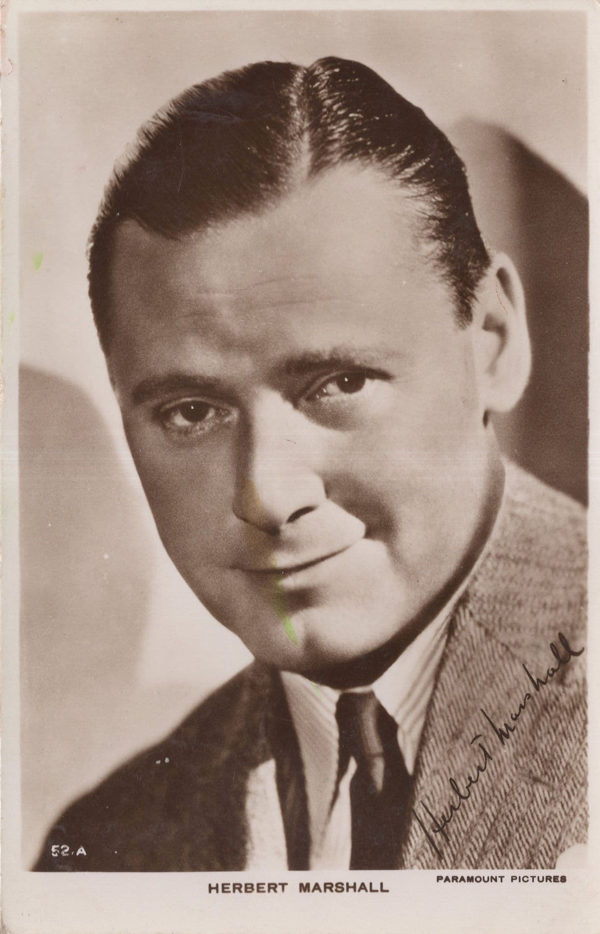 Herbert Marshall Real Photograph Printed Signed Postcard
