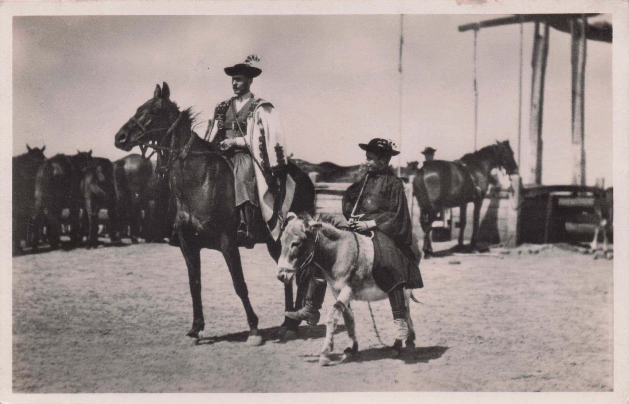 Herdsmen of Horses Puszta Hungary Old Real Photo Postcard