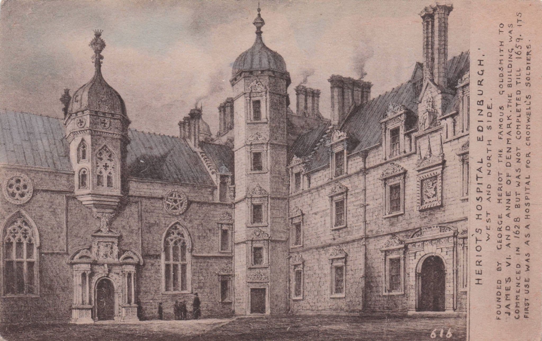 Heriot's Hospital Edinburgh Old Scottish Phillimore Rare Postcard