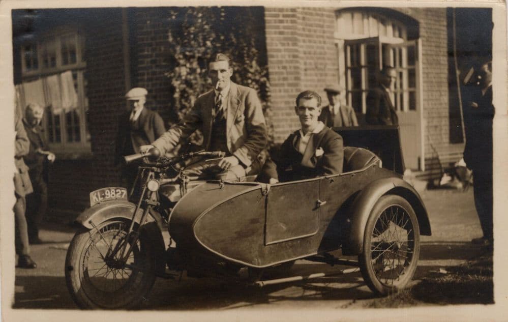 Herne Bay Kent Old Motorcycle Antique Passenger Car RPC Postcard