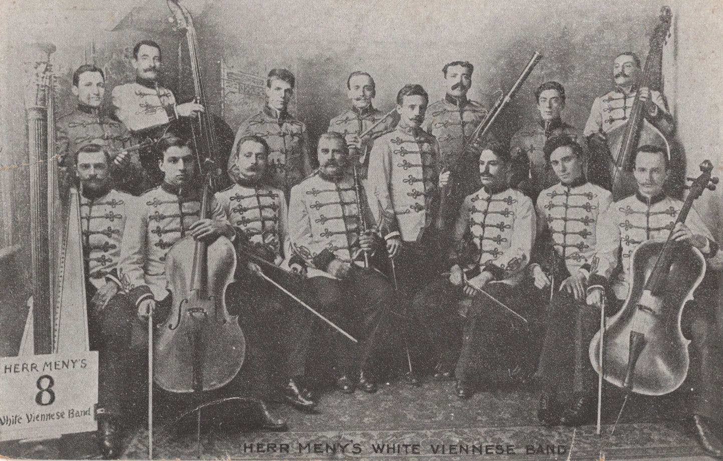 Herr Meny's White Viennese Band Old London Advertising Postcard