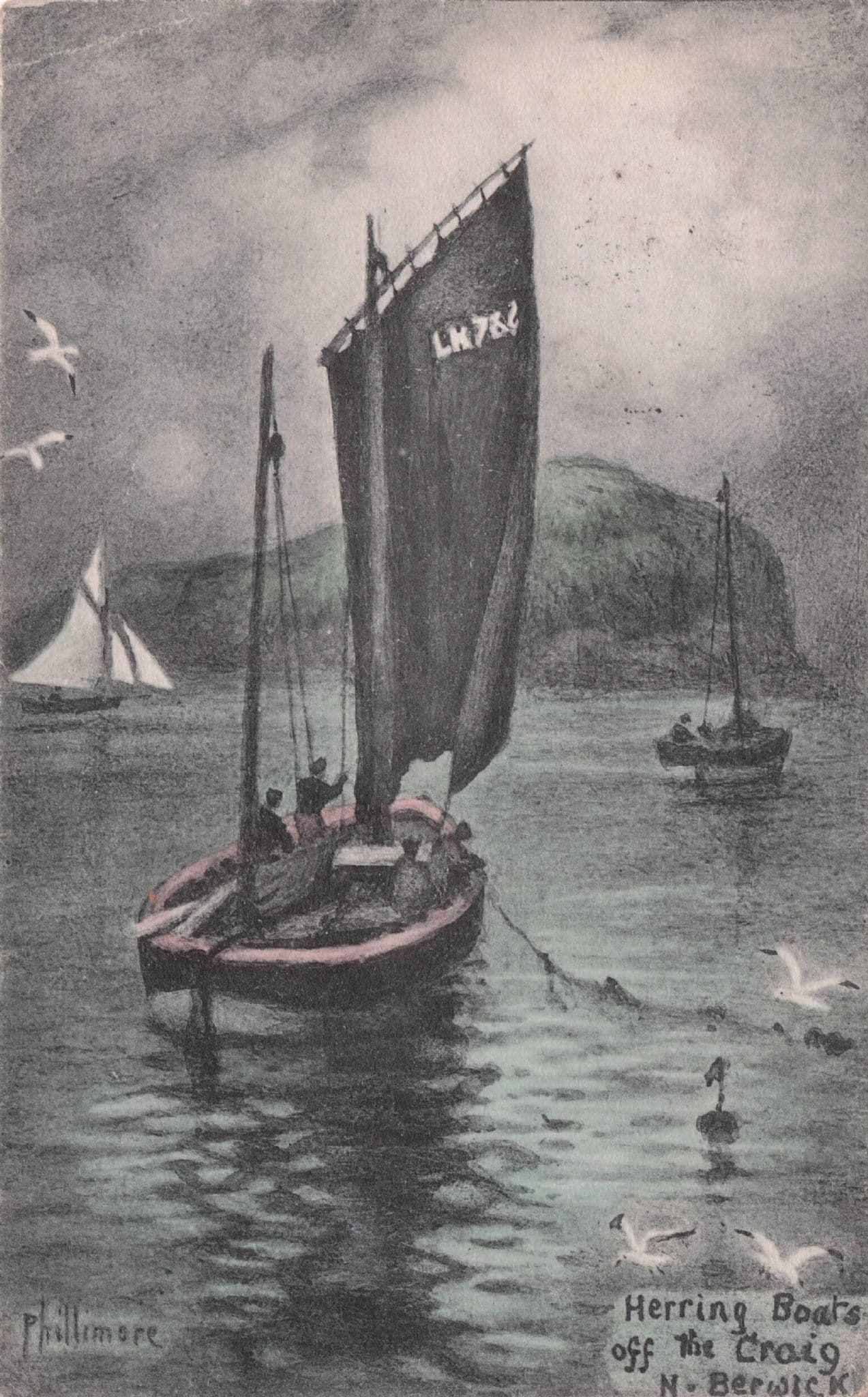 Herring Fishing Boat The Craig North Berwick Scottish Phillimore Postcard