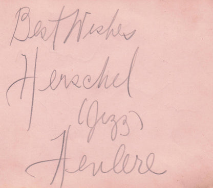 Herschel Henlere Canadian Old Pianist Tony Morgan Hand Signed Autograph Page