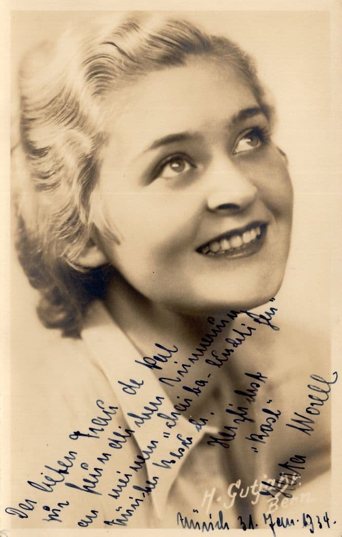 Hesta Worrell German Film Actress Rare 1930s Hand Signed Photstcard