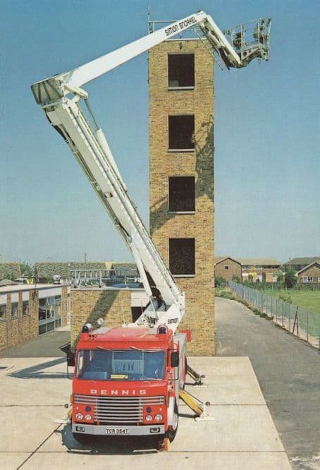 Hestair Dennis Delta II Hydraulic Platform Crane Fire Engine Postcard
