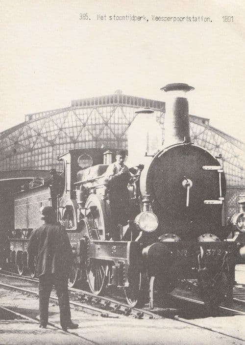 Het Stoomtijdperk Weesperpoortstation in 1891 Dutch Train Repro Postcard