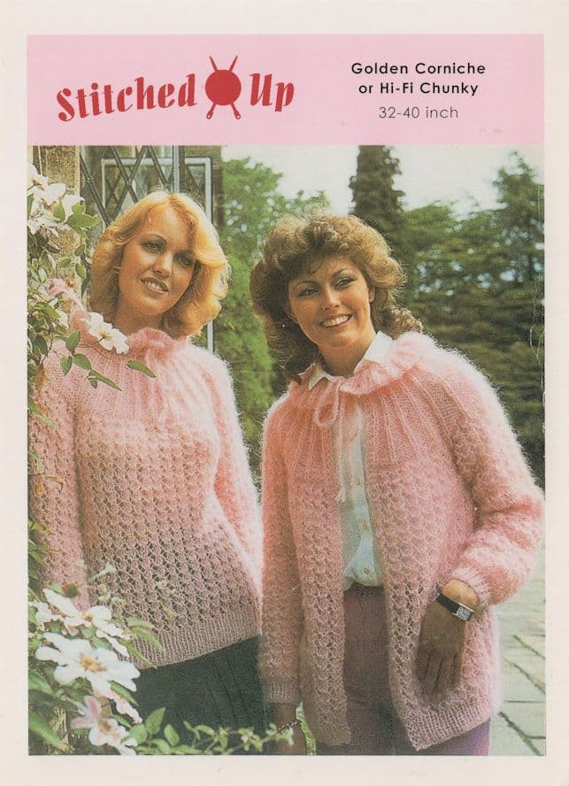 Hi Fi Pink Chunky Ladies Cardigan 1970s Sewing Pattern Comic Postcard