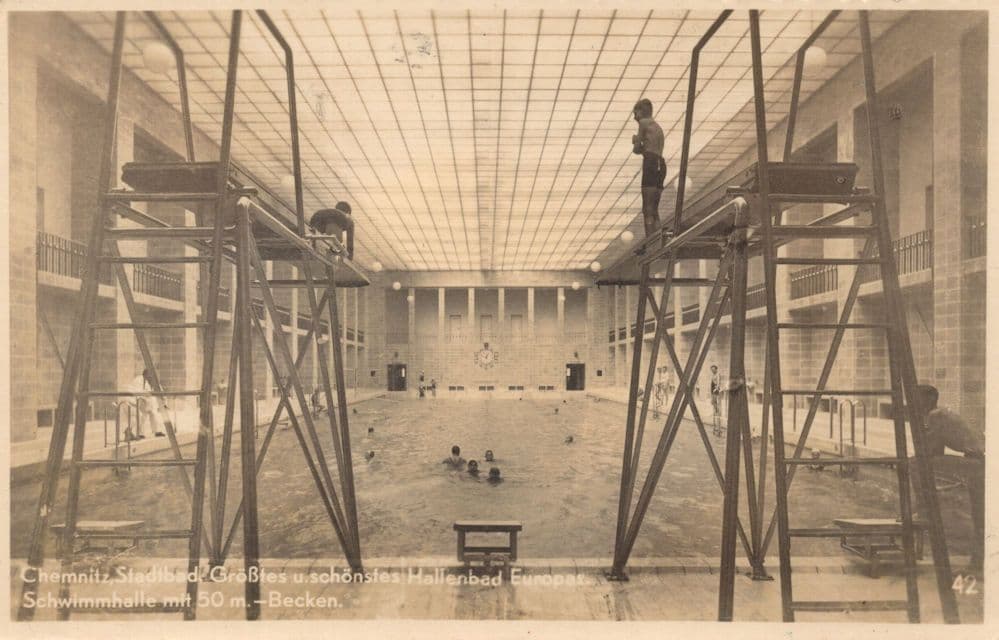 High Diving Board at AK Chemnitz German Europa Swimming Pool Postcard